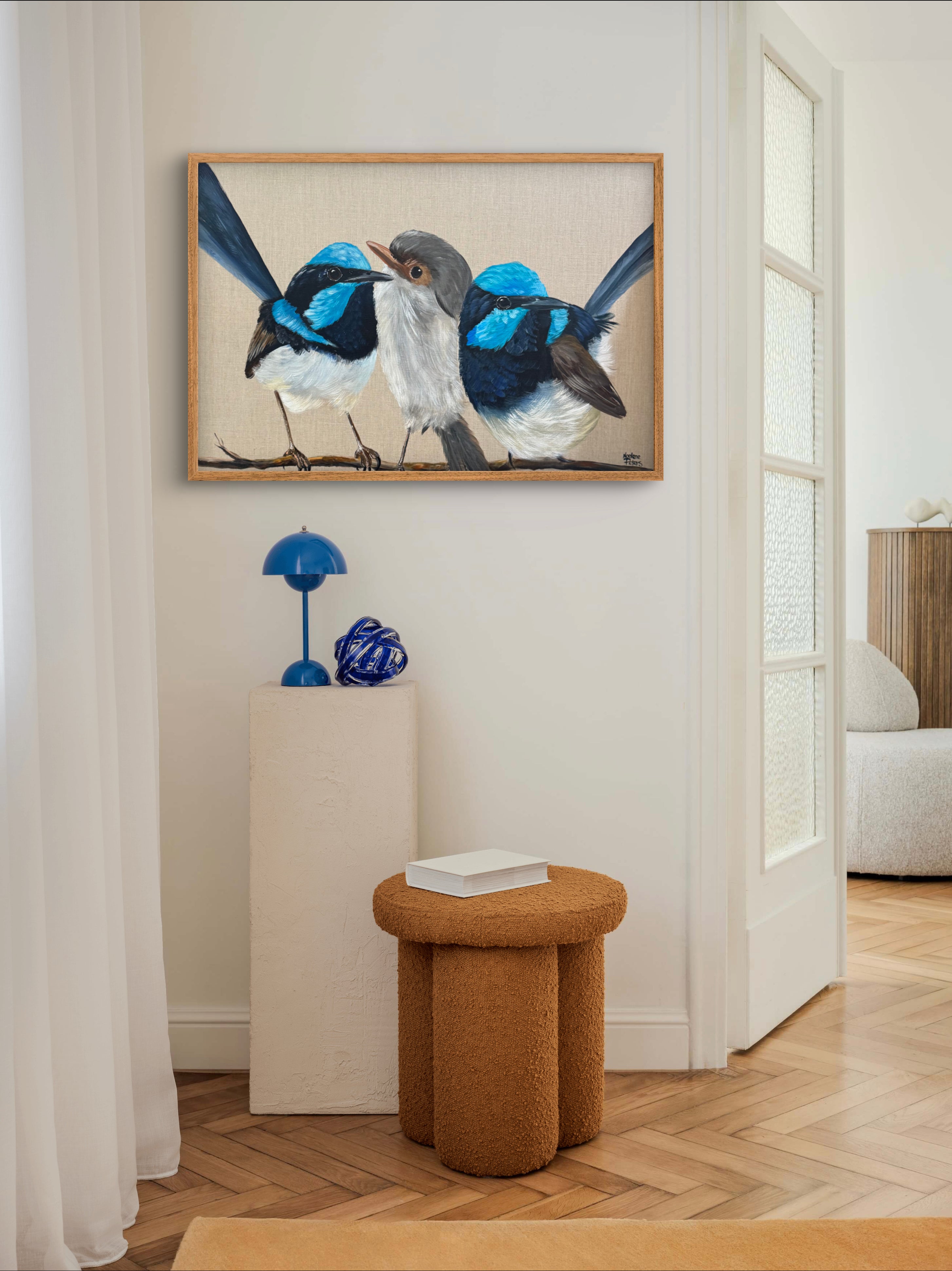 Three Blue Wrens