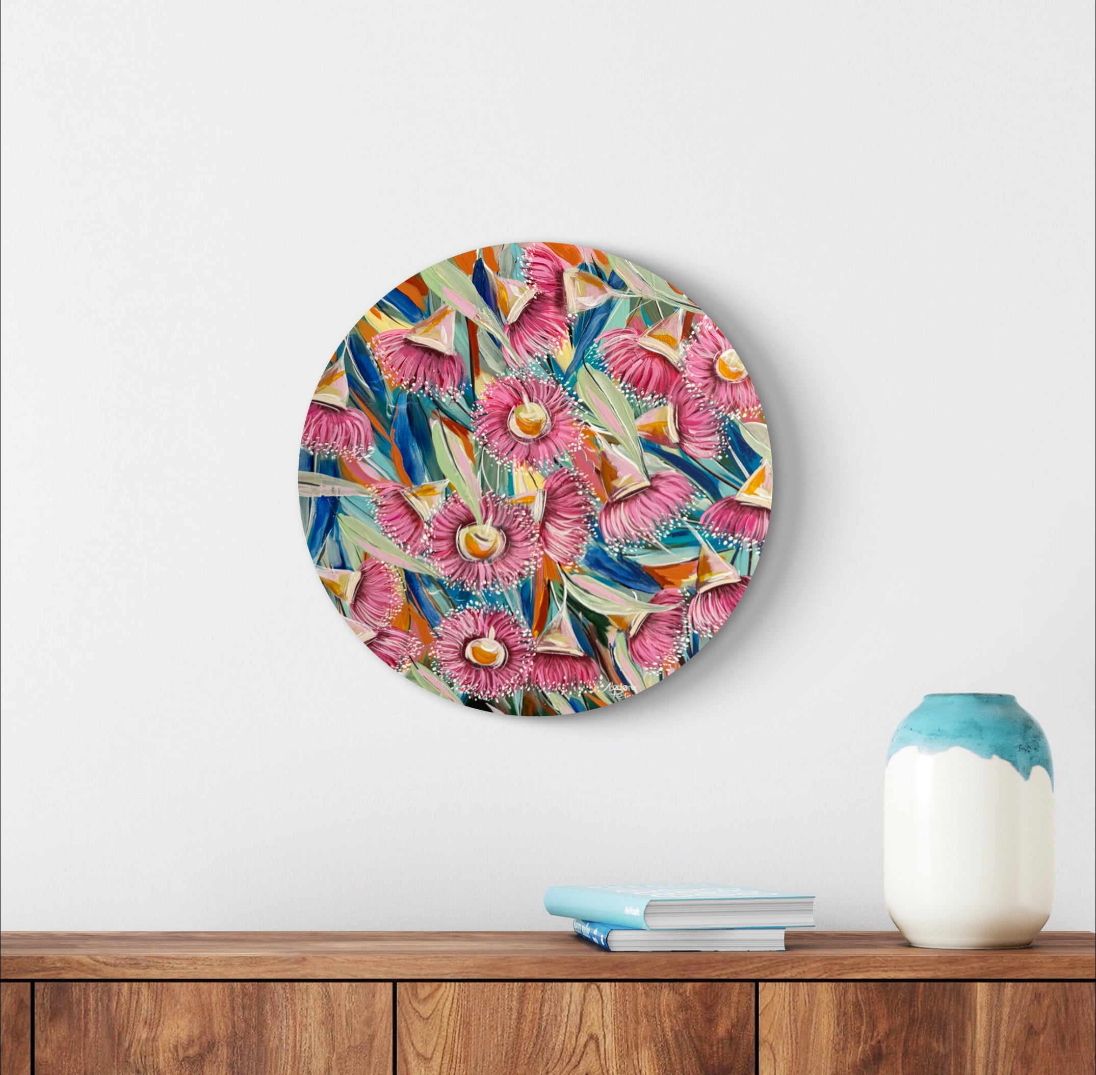 Colourful gums on a circular board