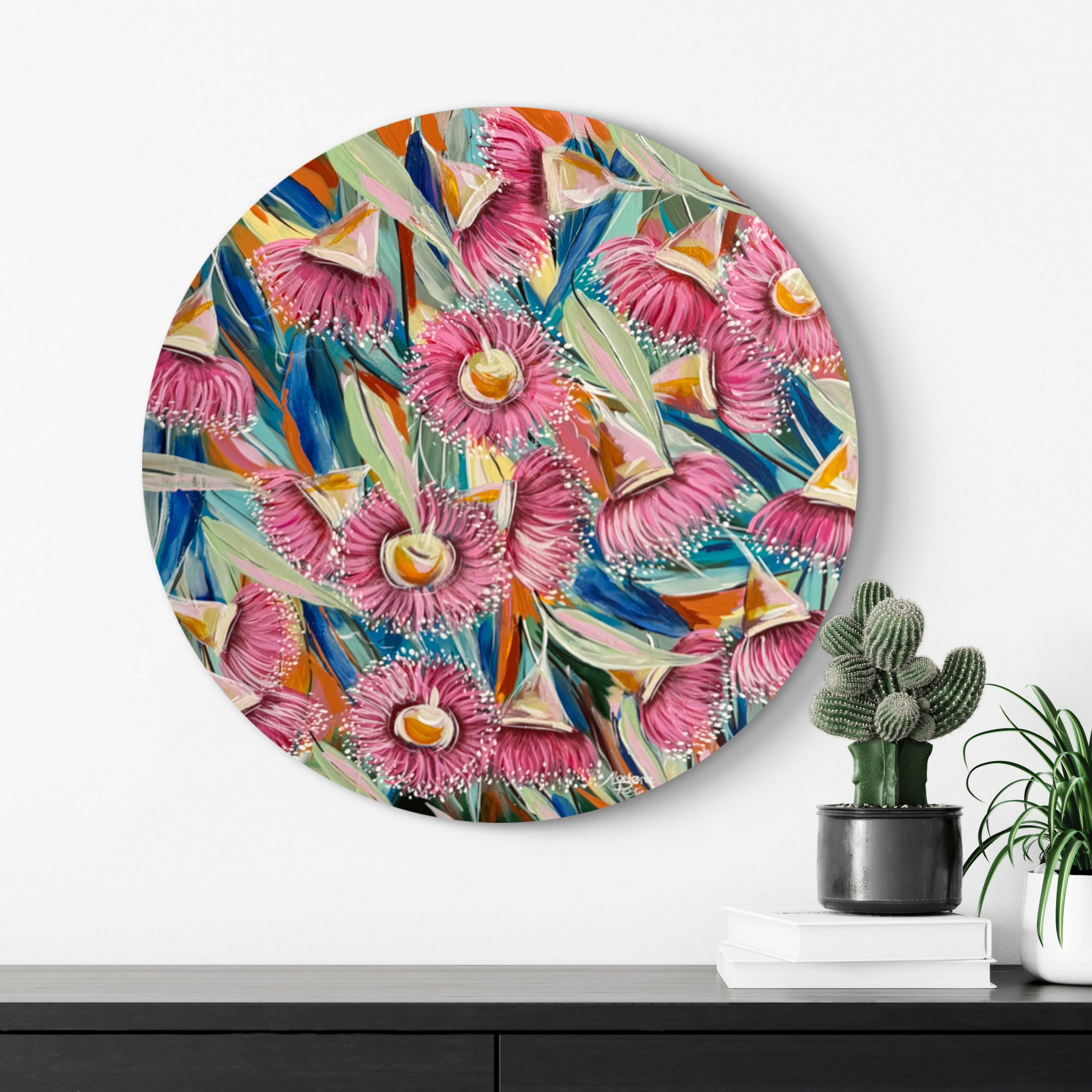 Colourful gums on a circular board