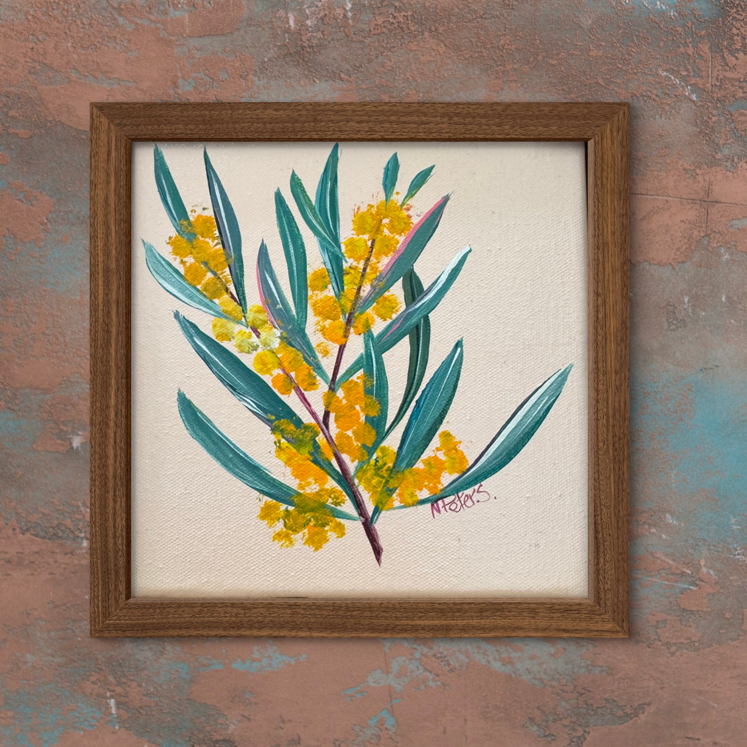 Wattle on soft pink