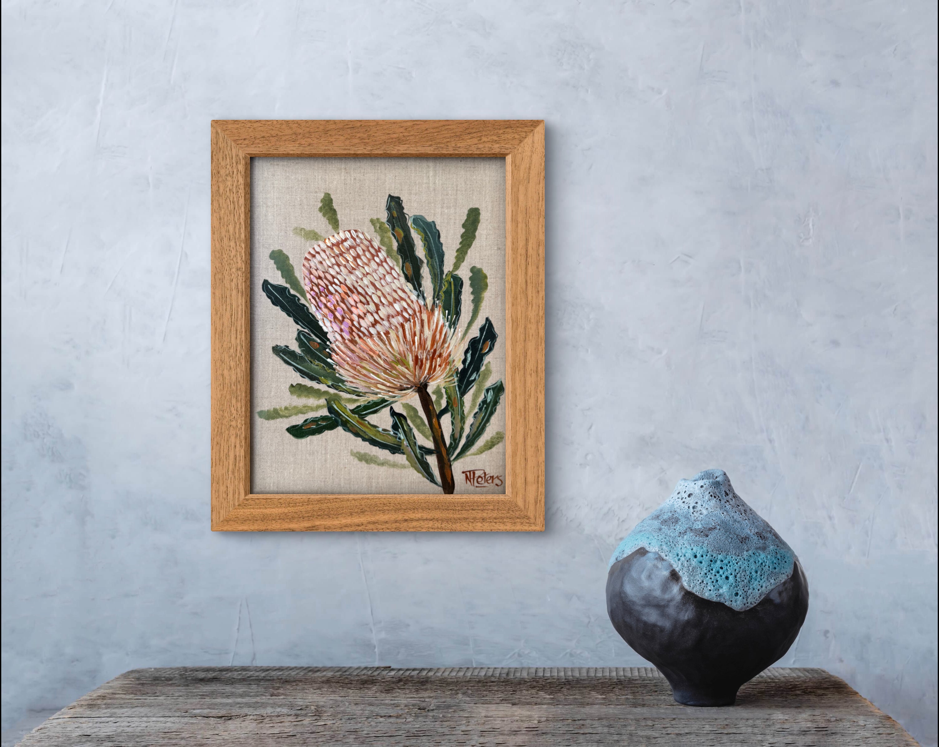 "Banksia" on Linen