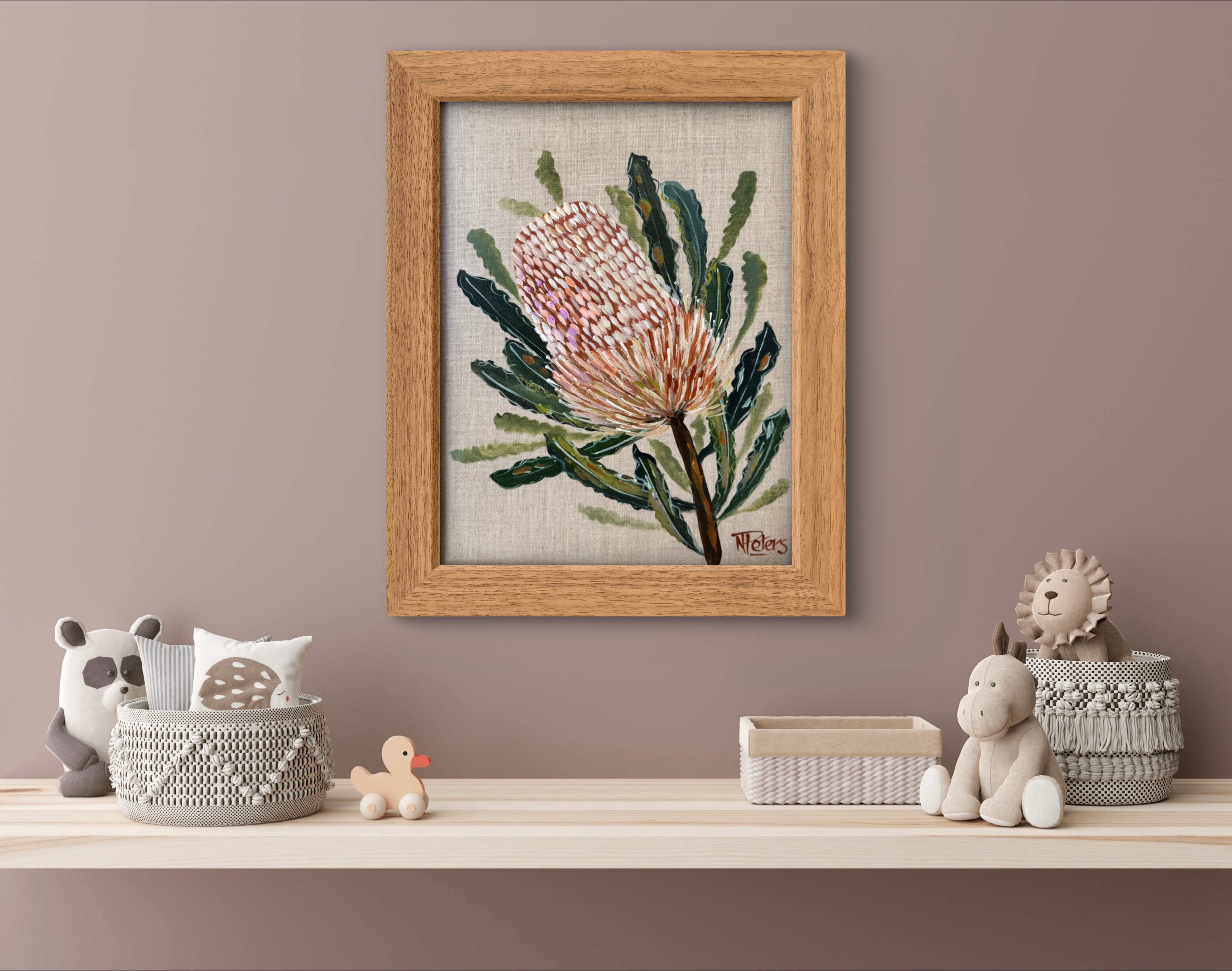 "Banksia" on Linen