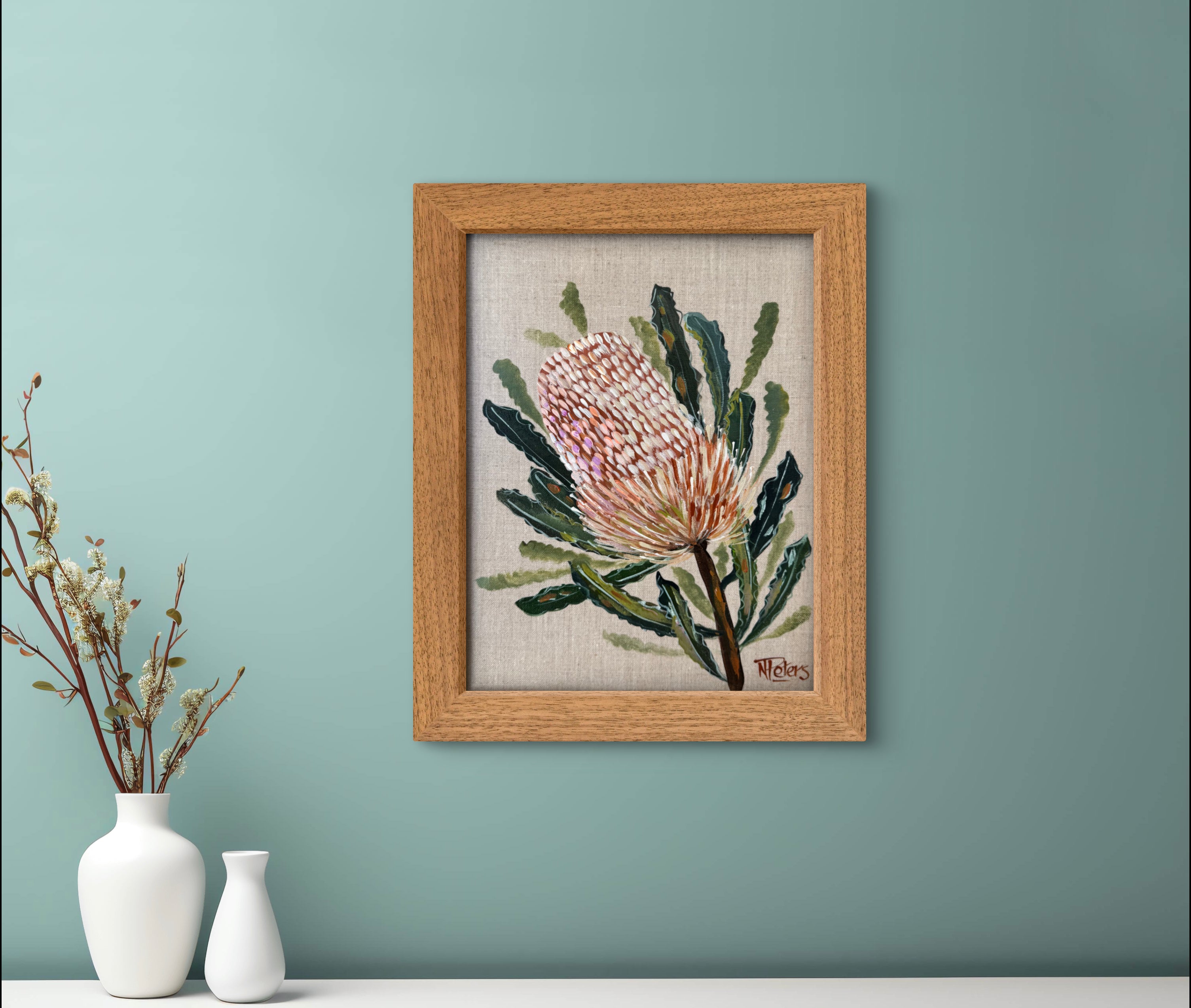 "Banksia" on Linen