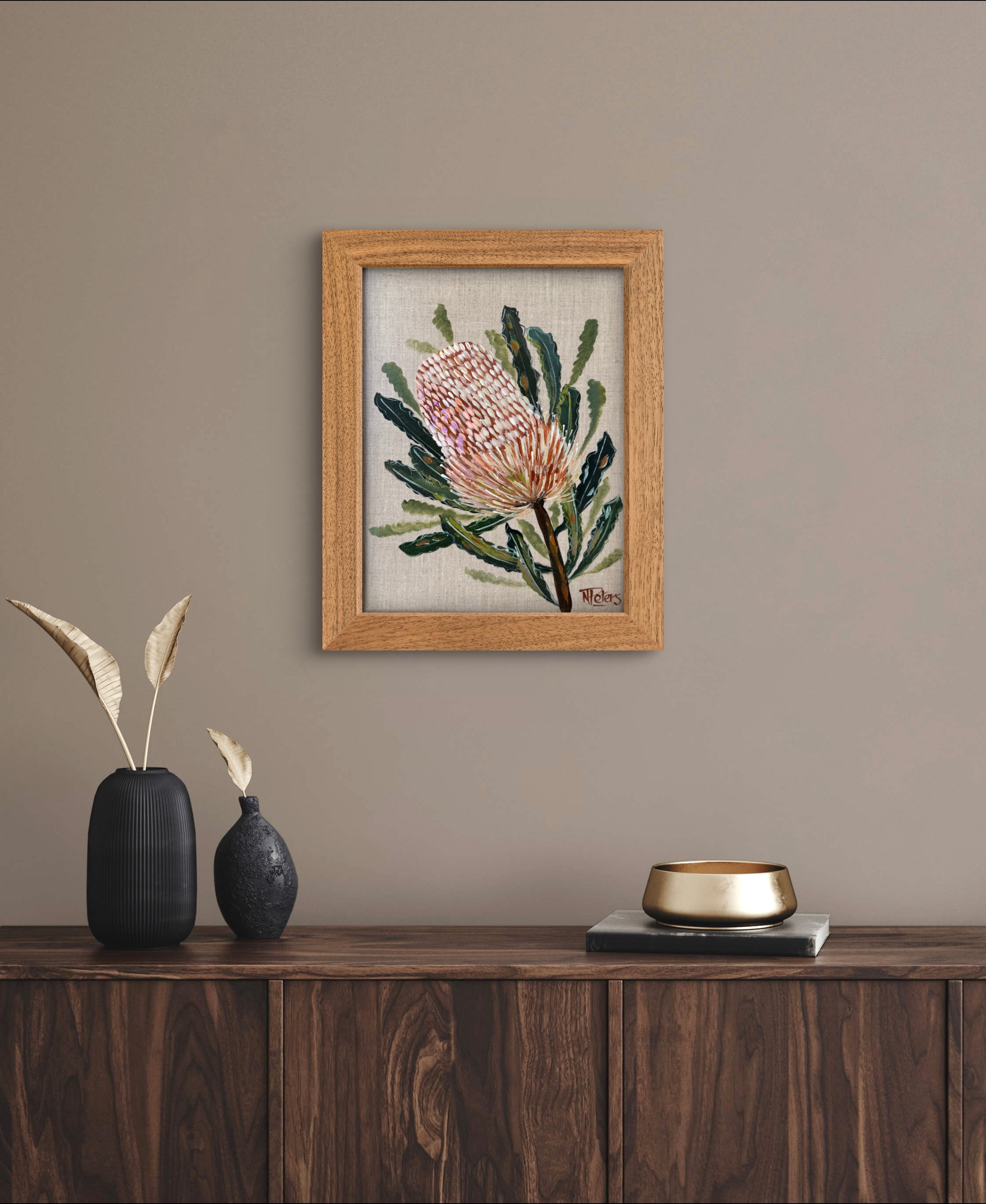 "Banksia" on Linen