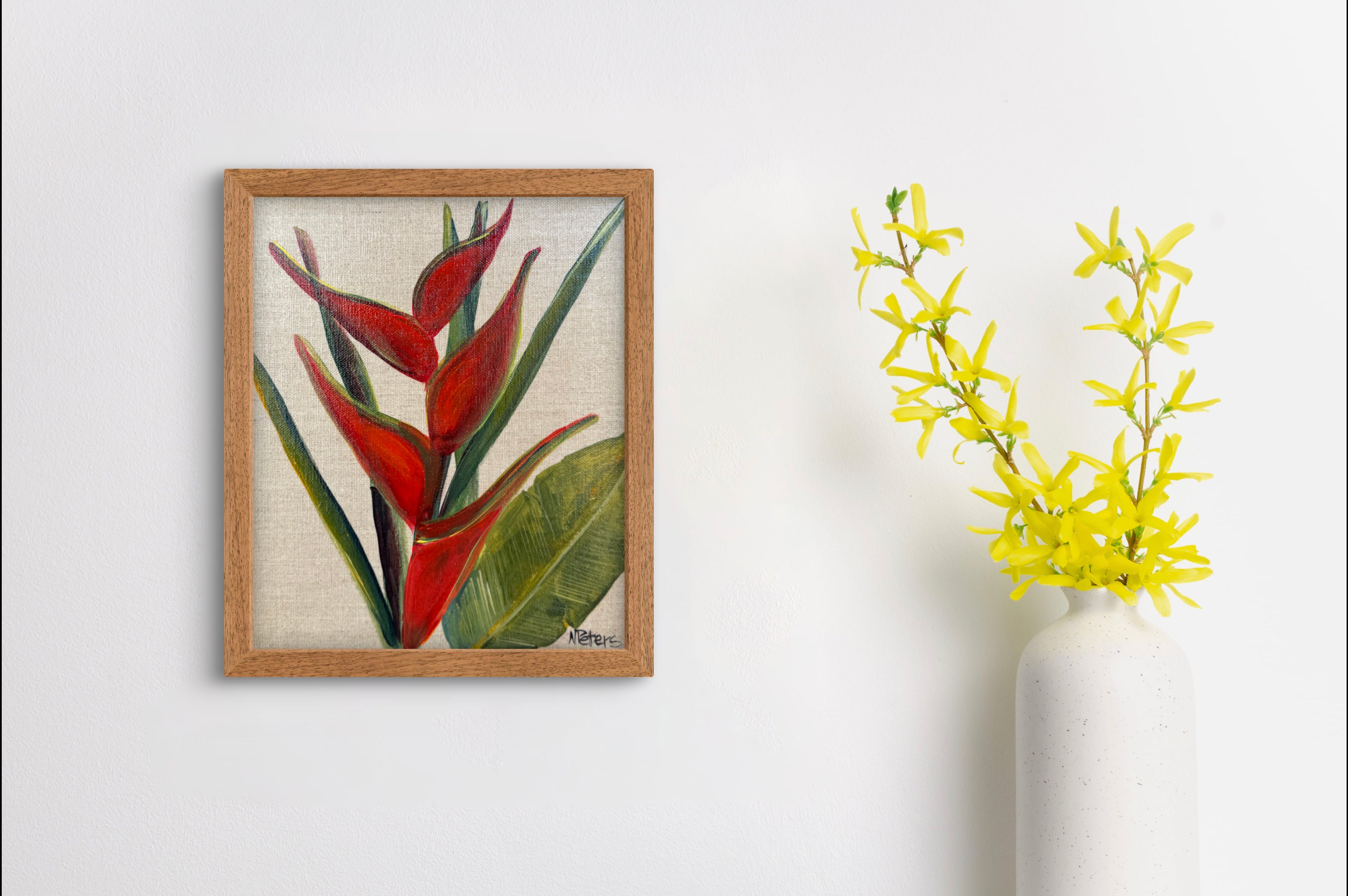 Heliconia on Linen