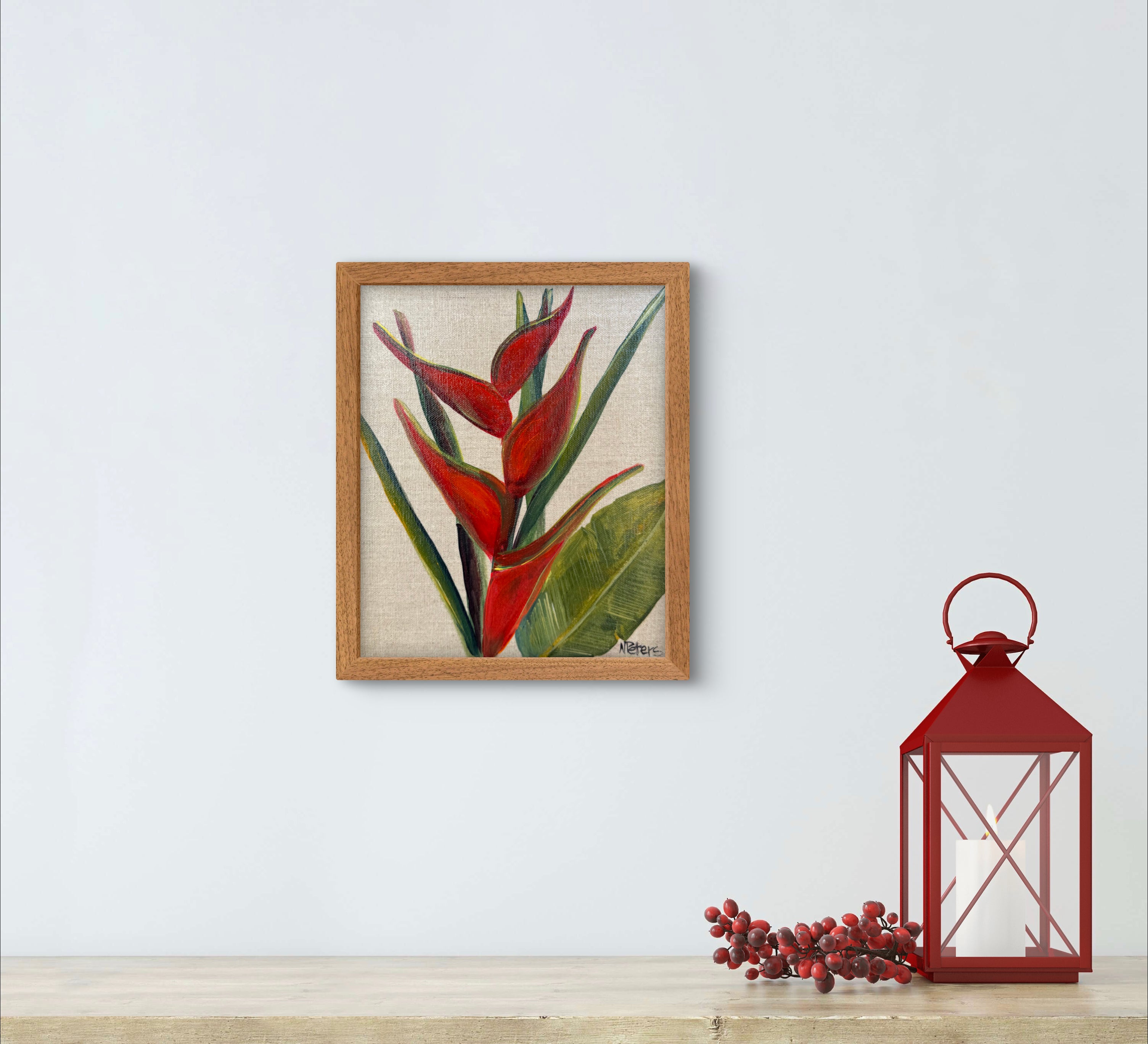Heliconia on Linen