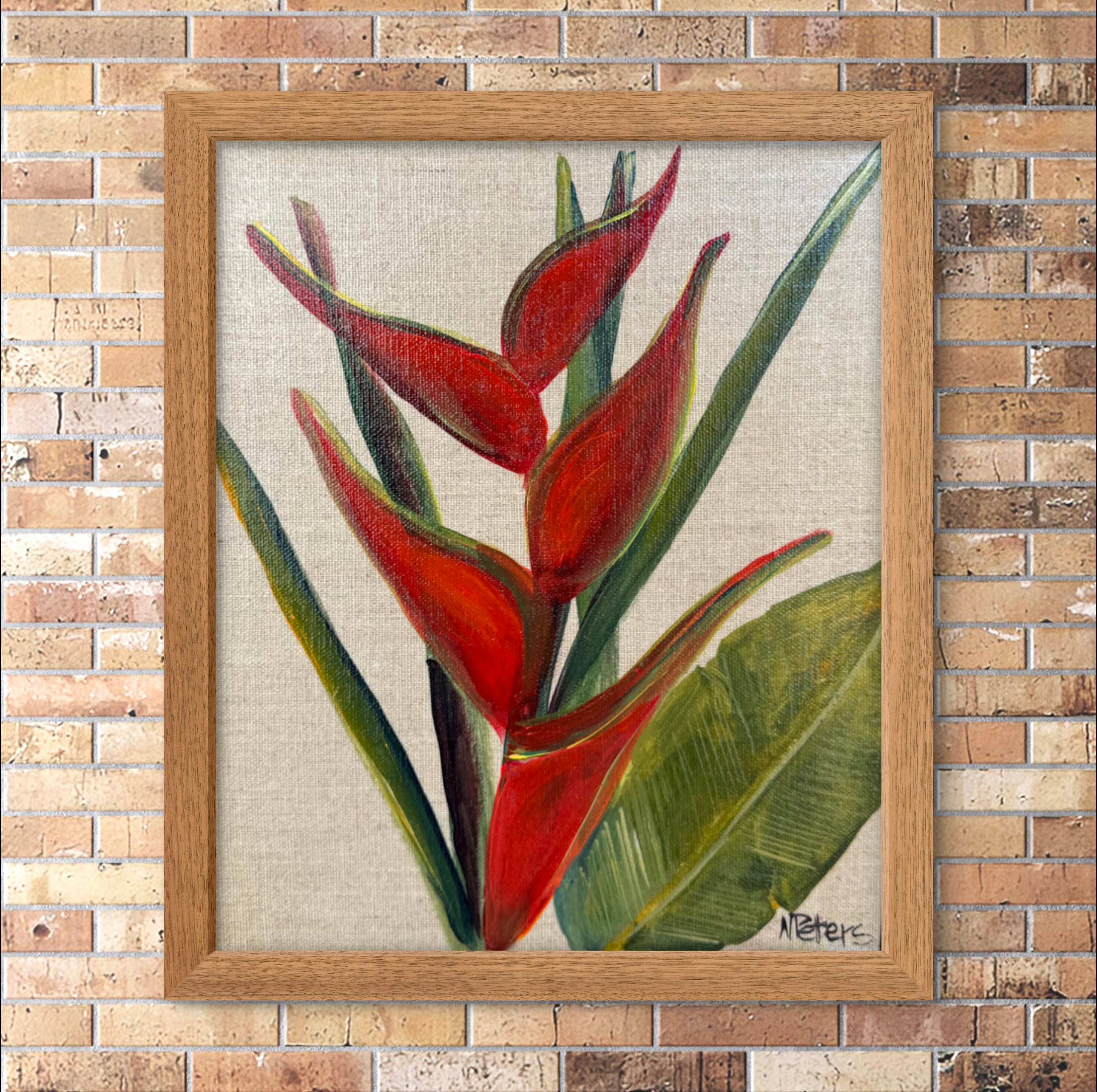 Heliconia on Linen