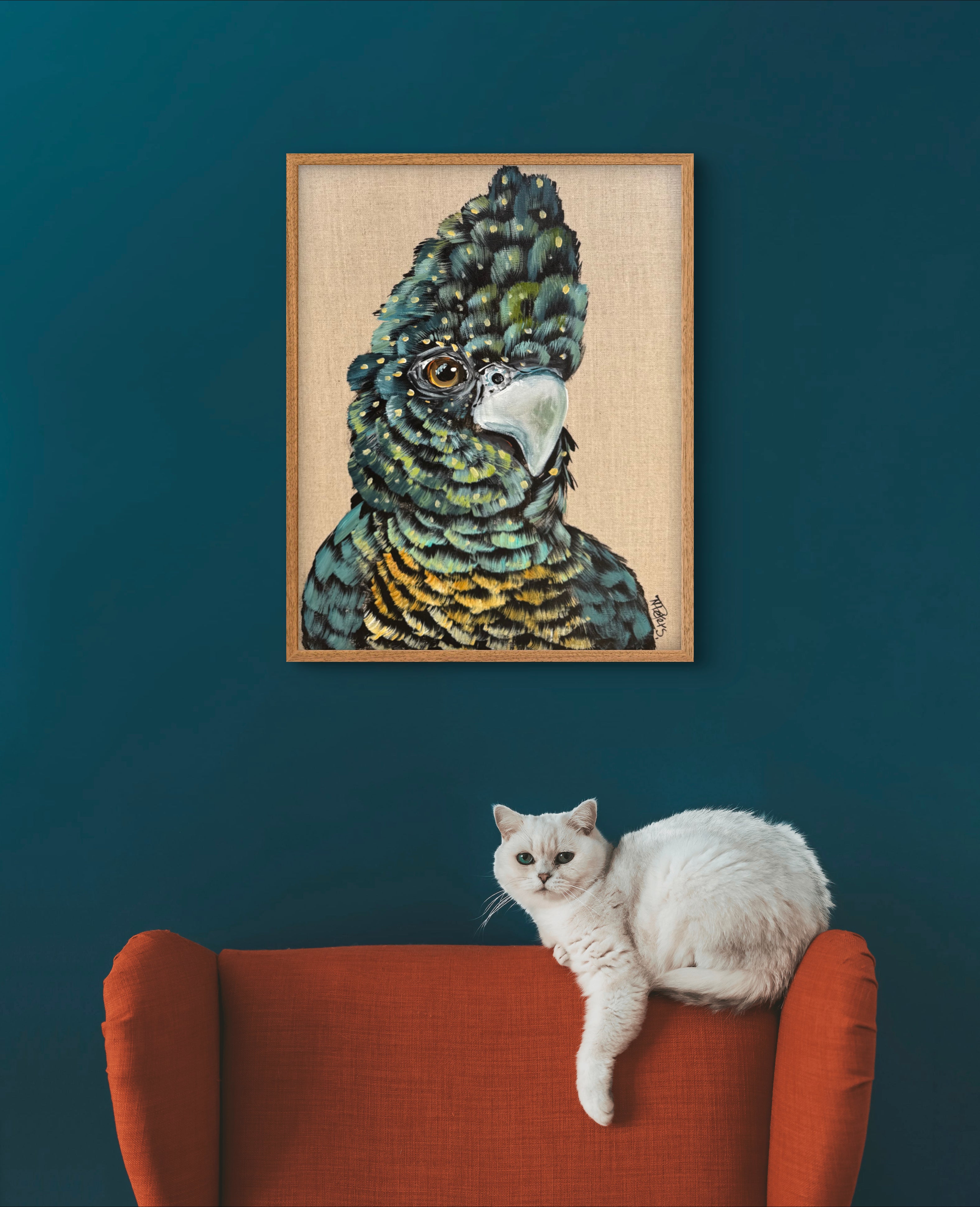 Black Cockatoo on Linen