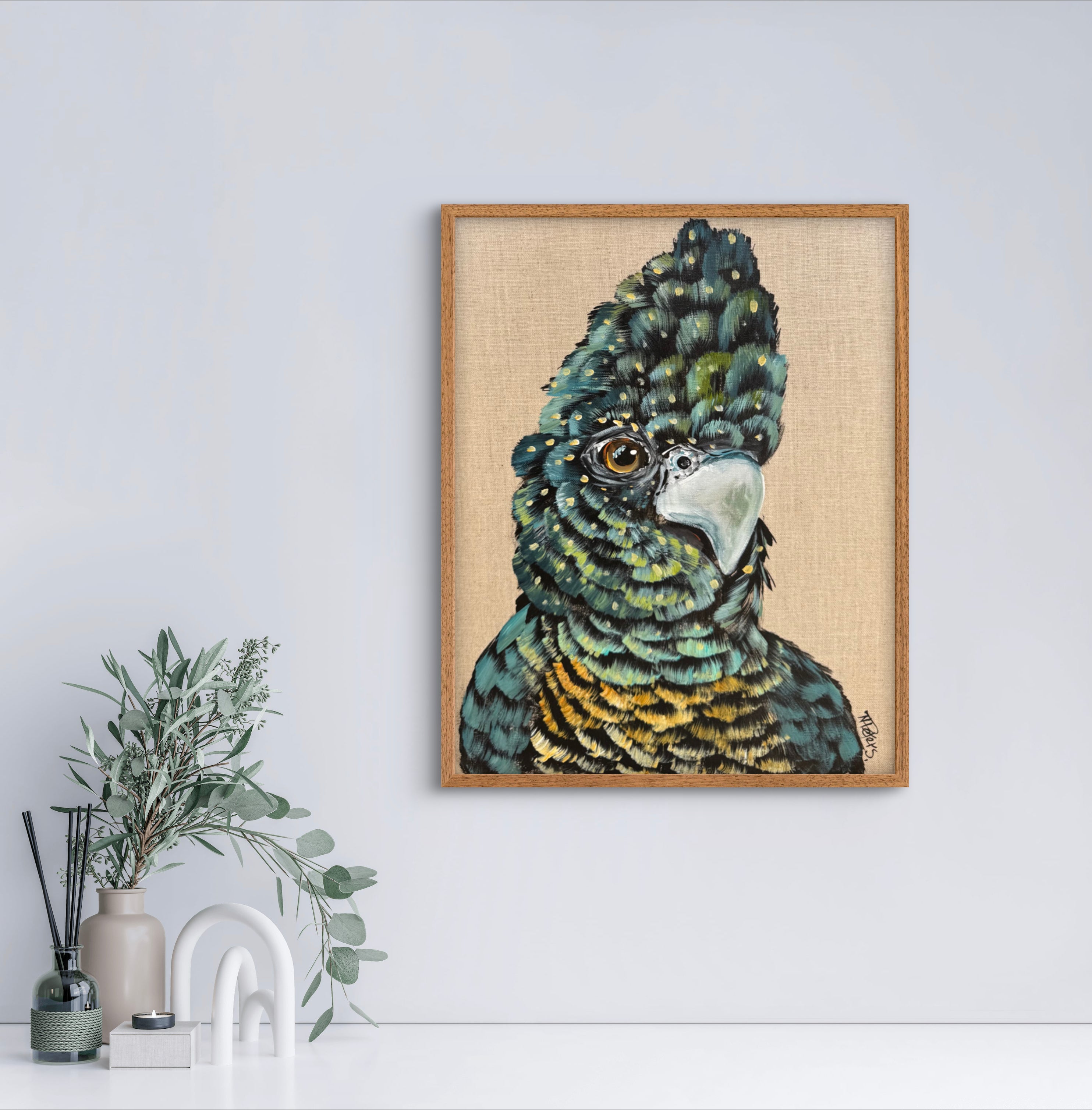 Black Cockatoo on Linen