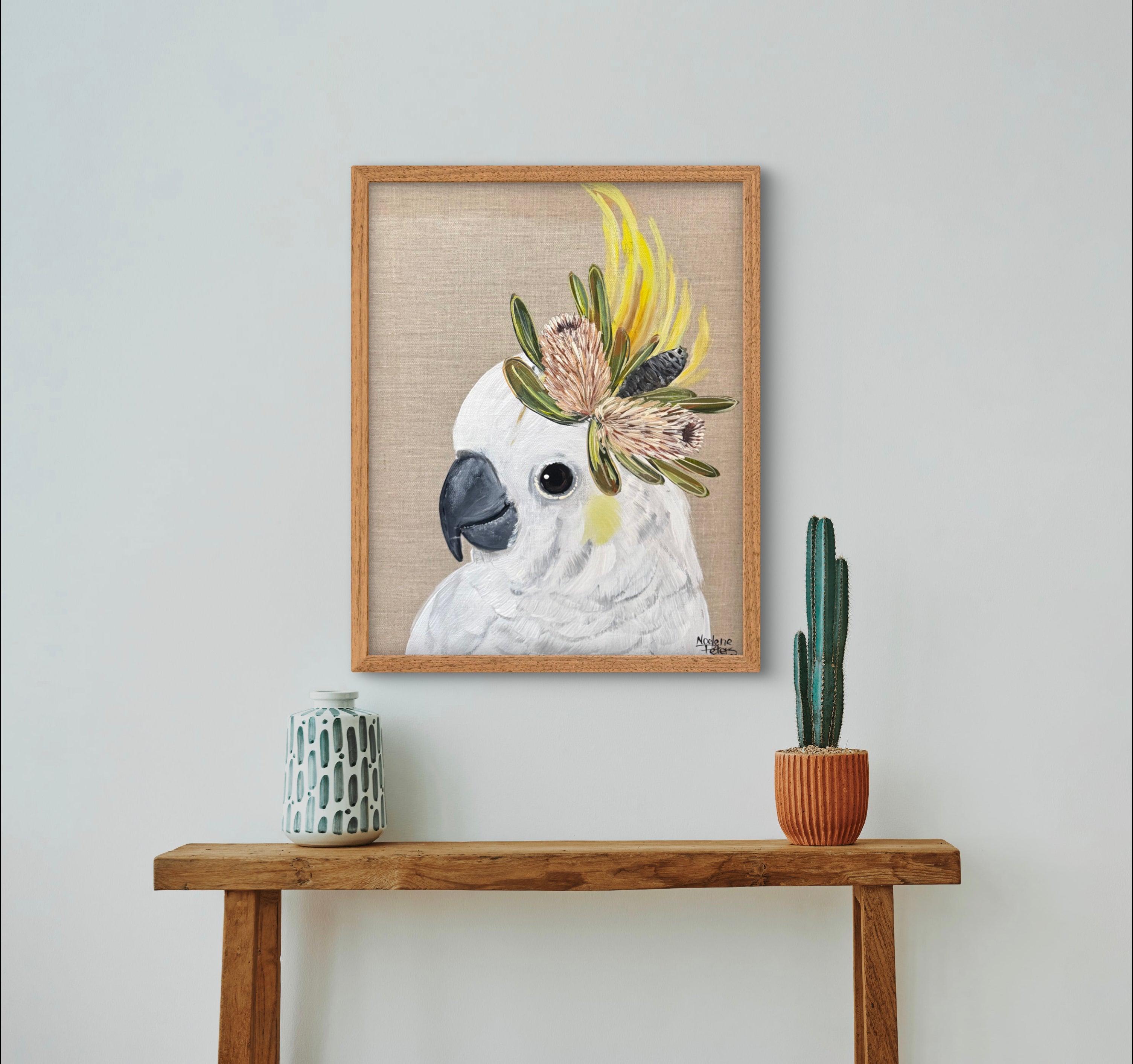 Sulphur Crested Cocky on Linen