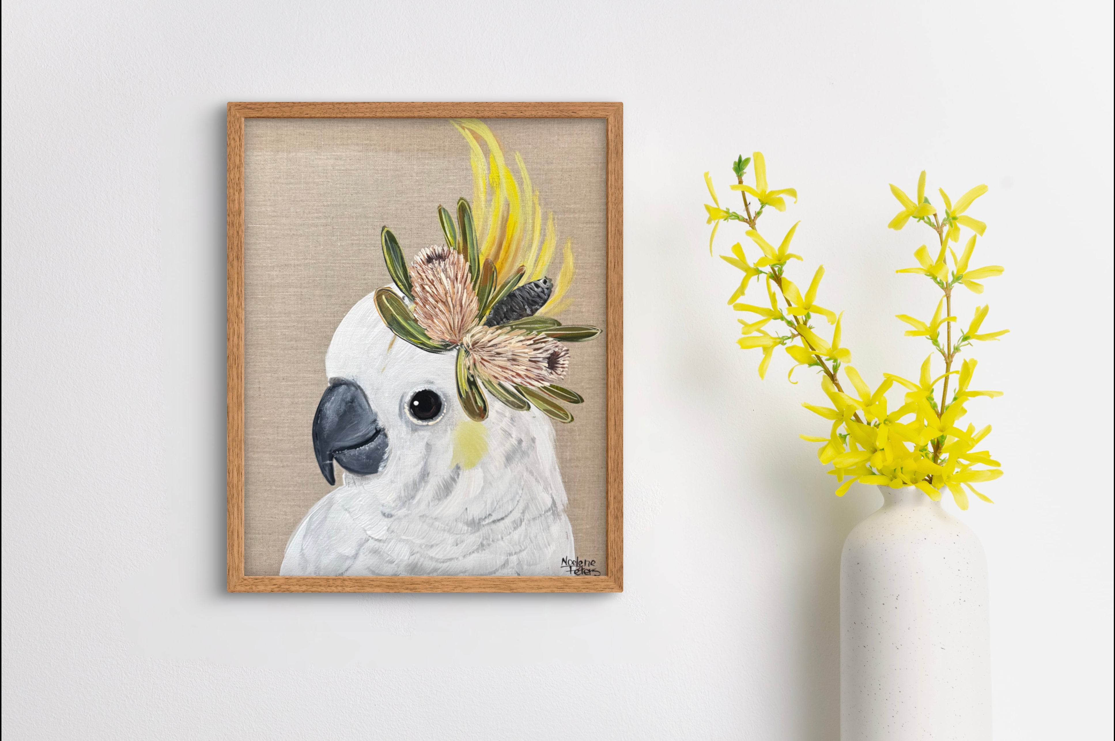Sulphur Crested Cocky on Linen