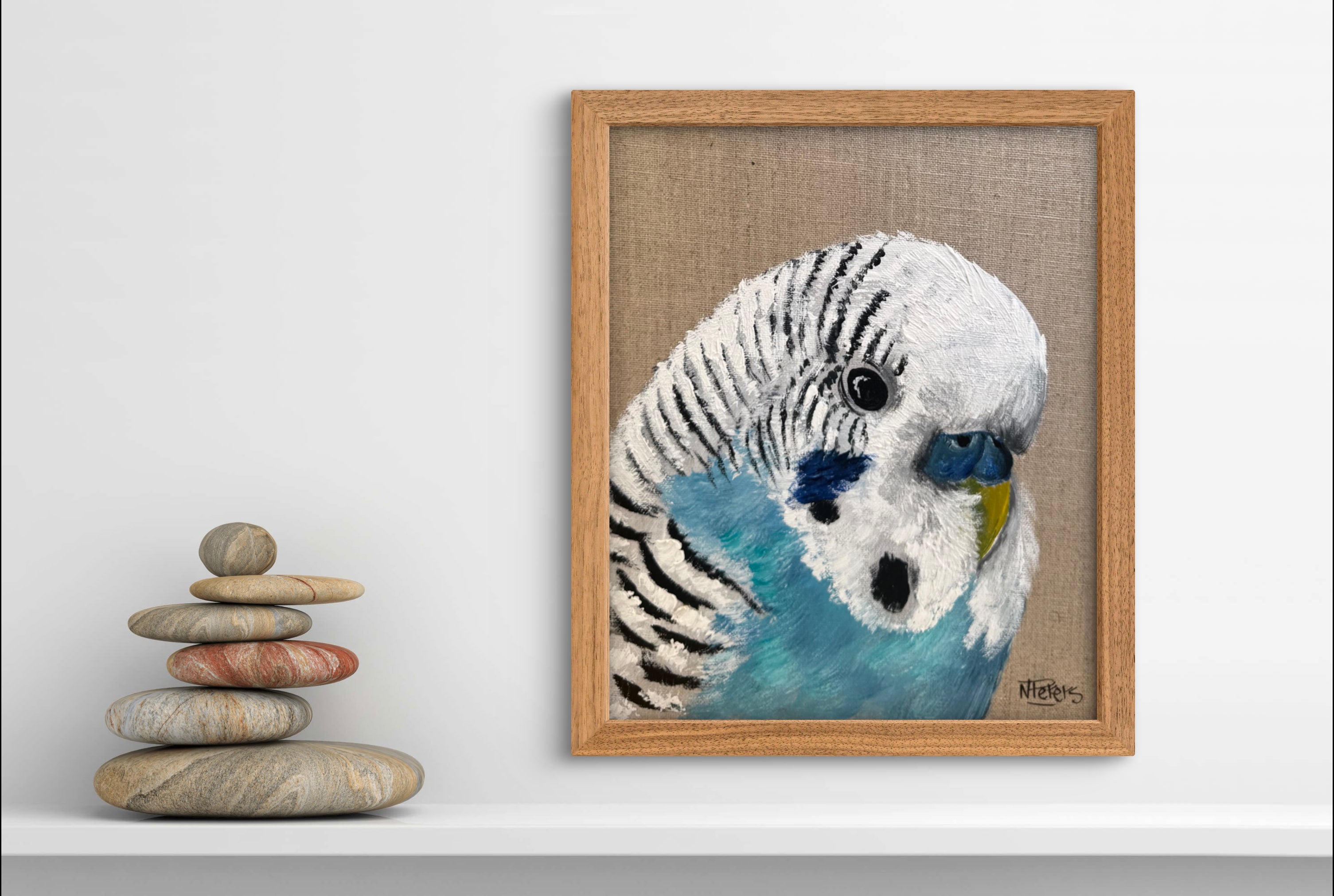 Budgie on Linen