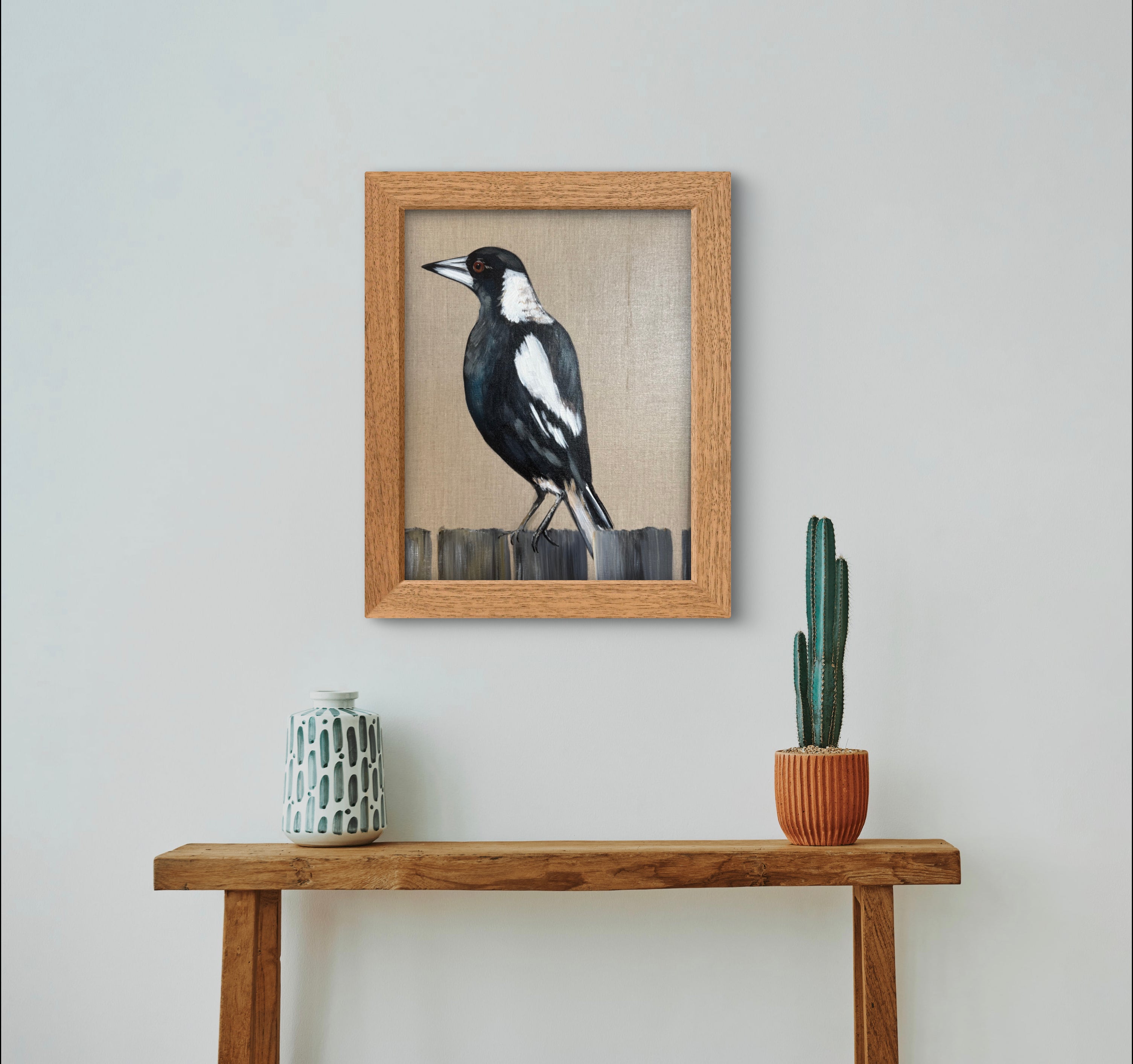 Magpie on Linen