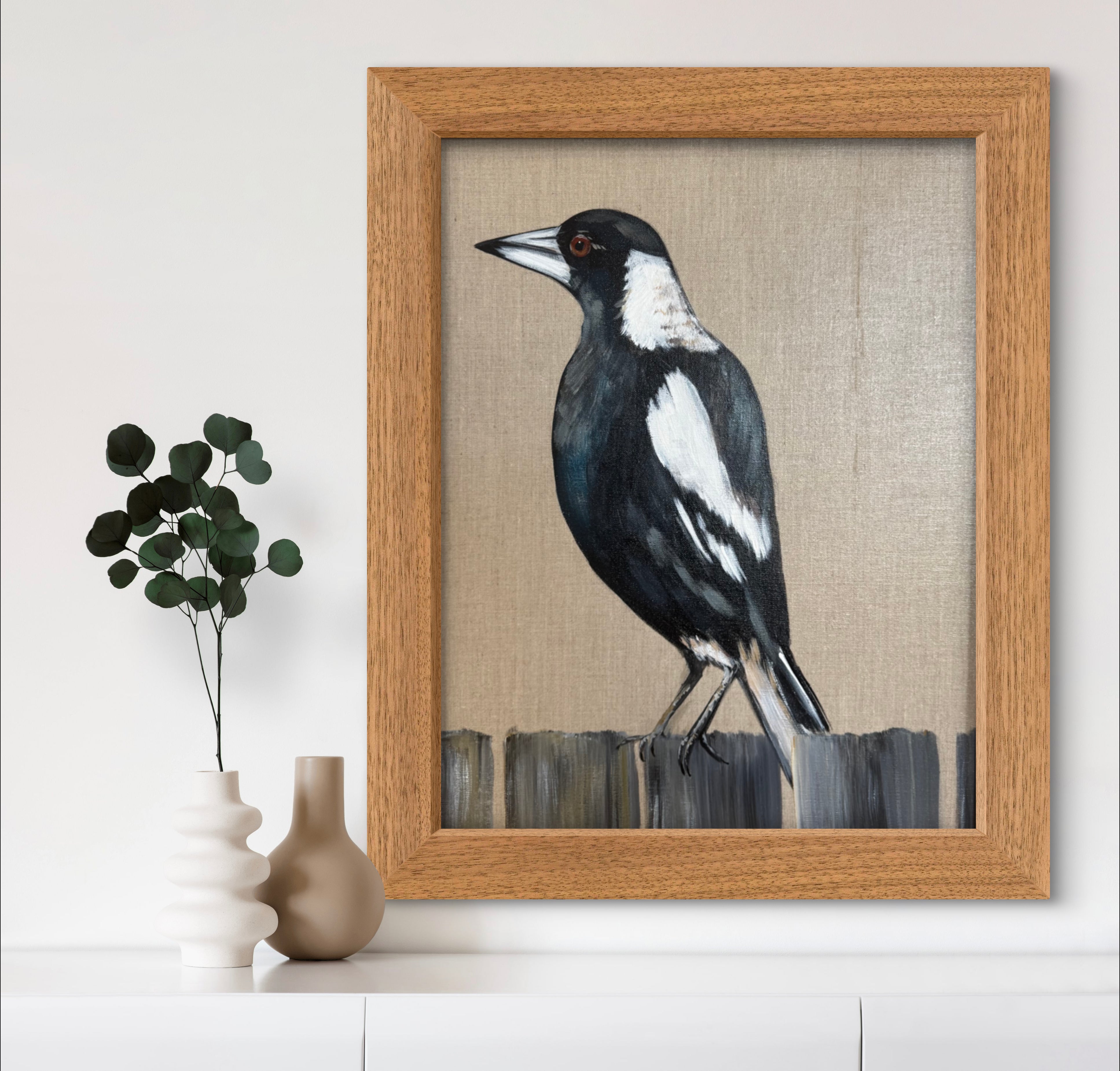 Magpie on Linen