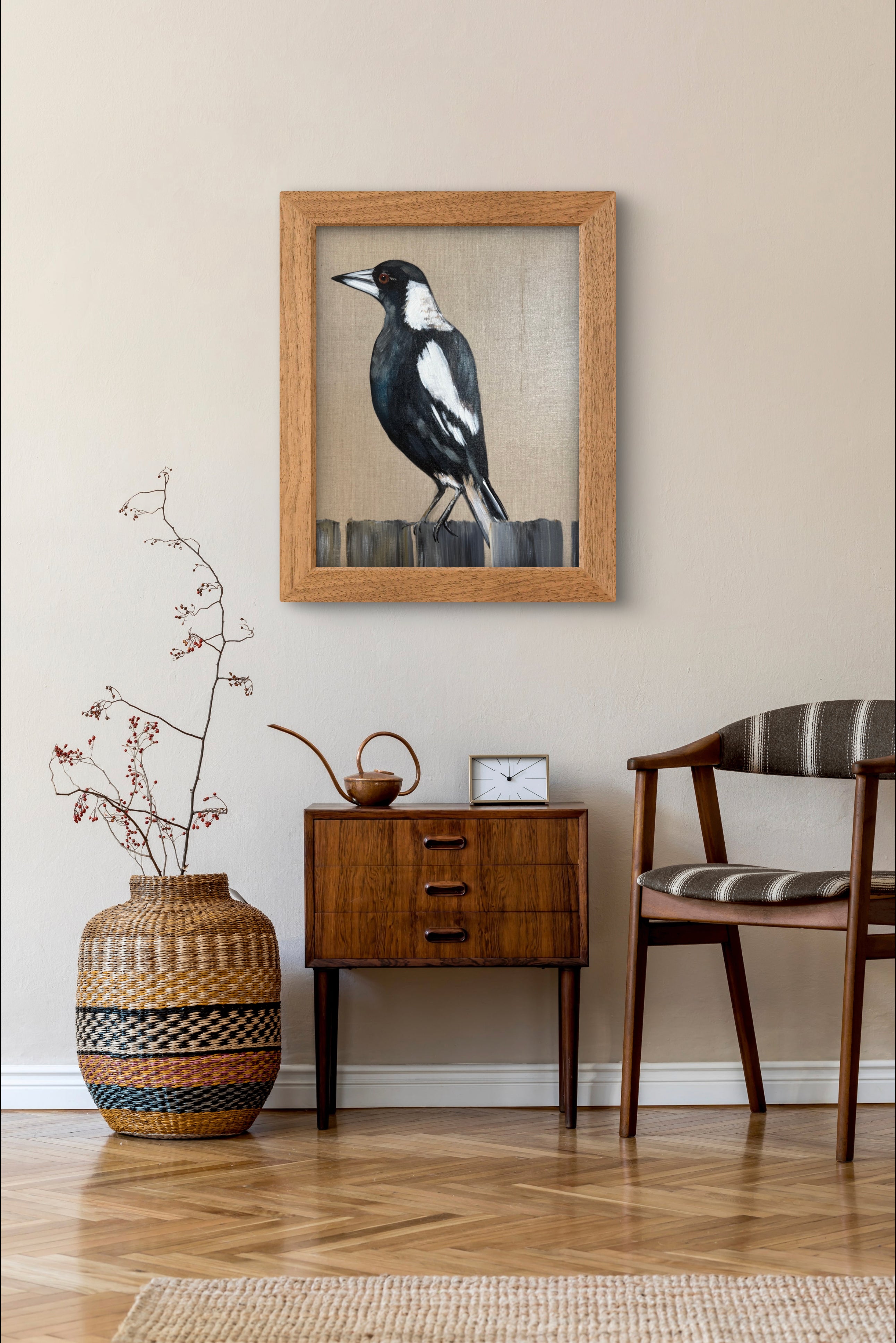 Magpie on Linen
