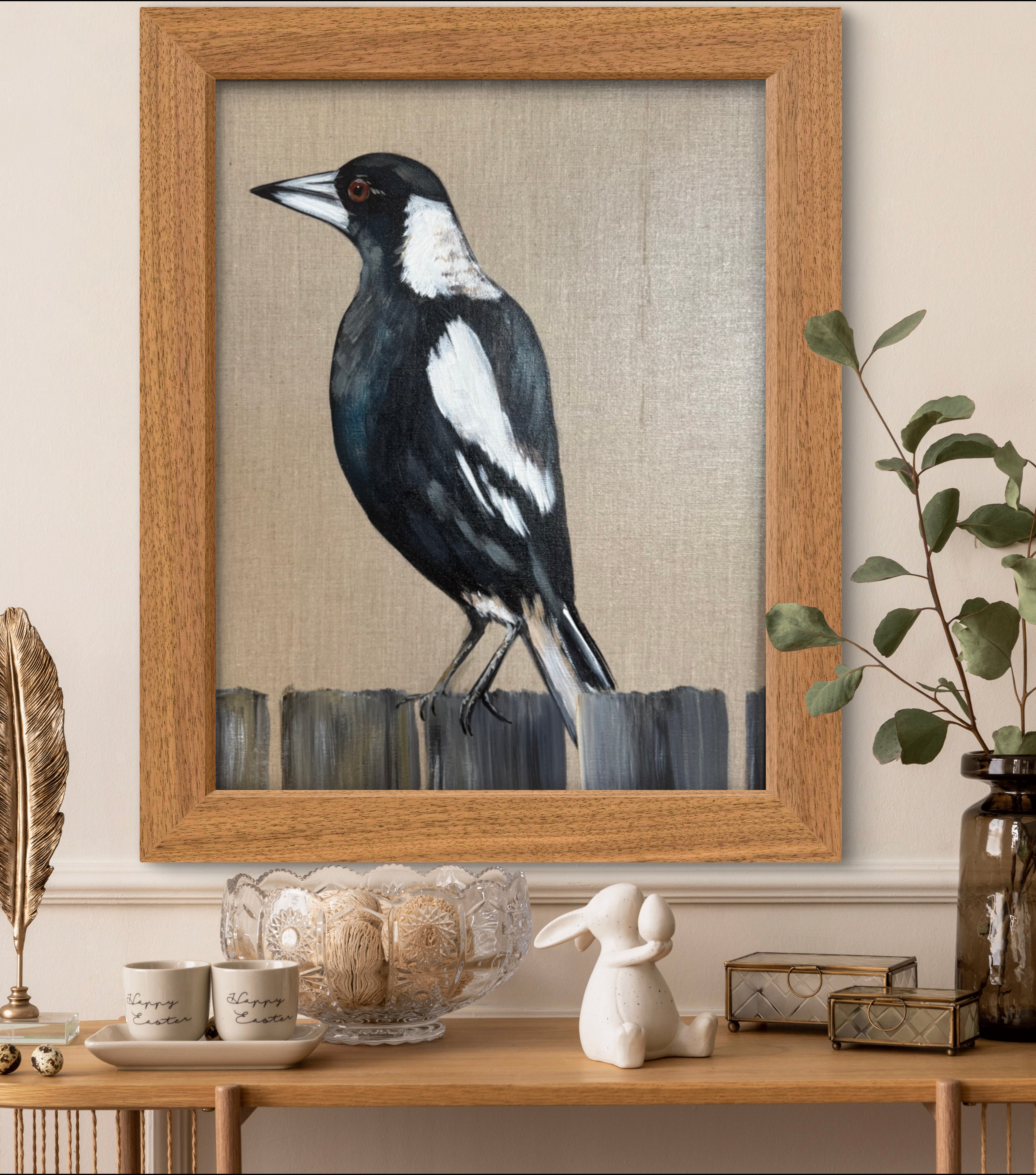 Magpie on Linen