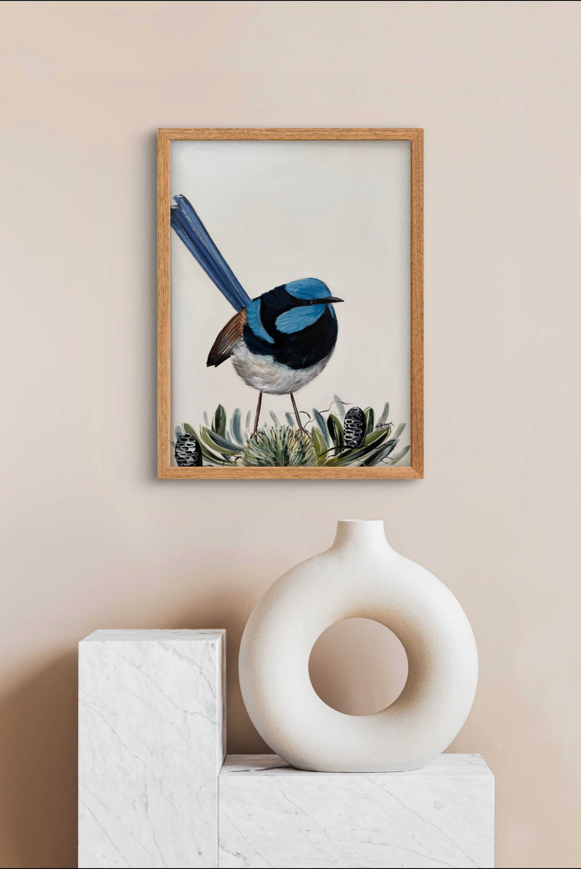 Blue Wren and Banksias