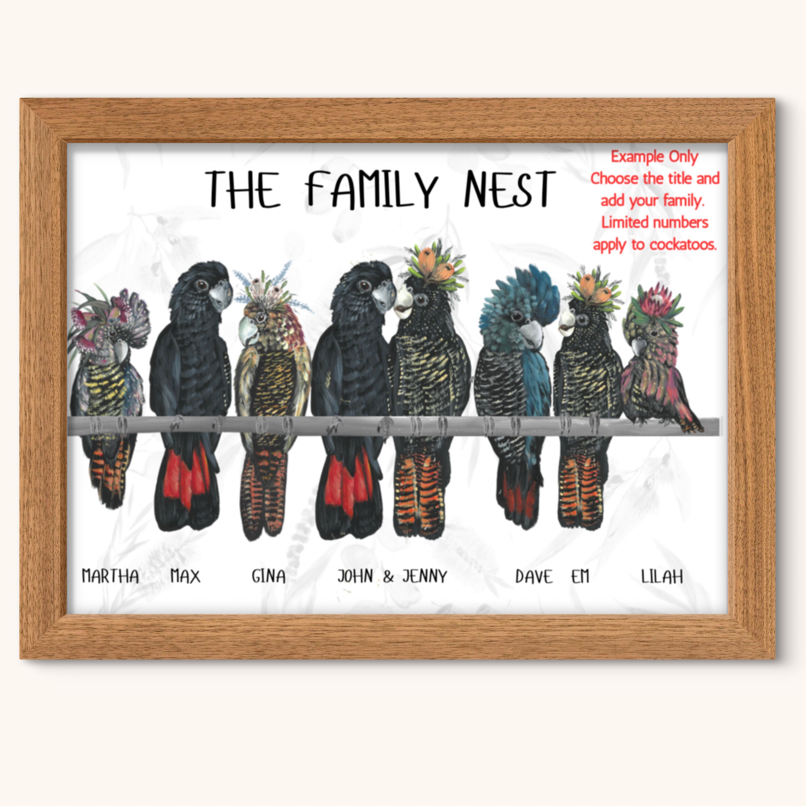 Personalised Family Print - Black Cockatoos