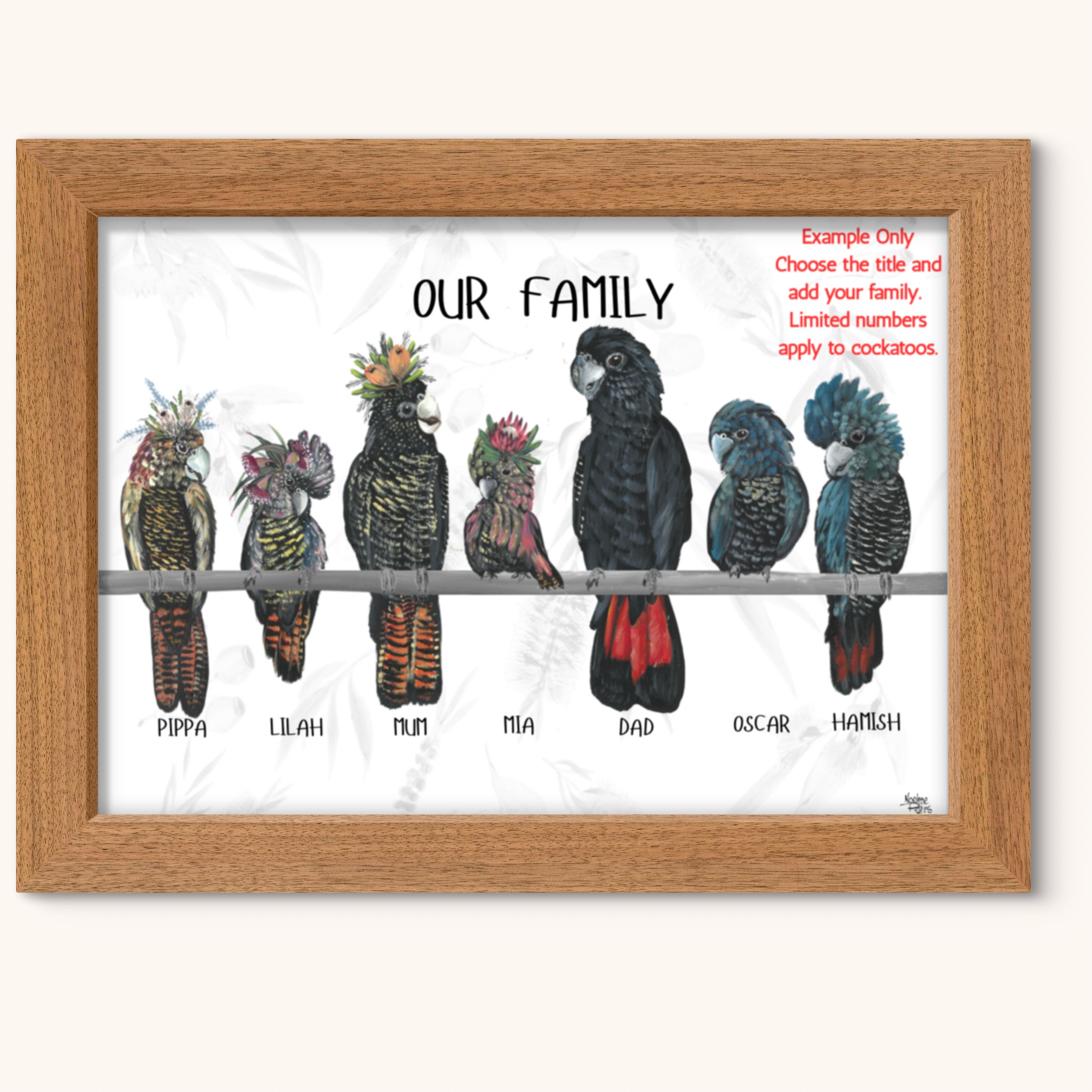 Personalised Family Print - Black Cockatoos