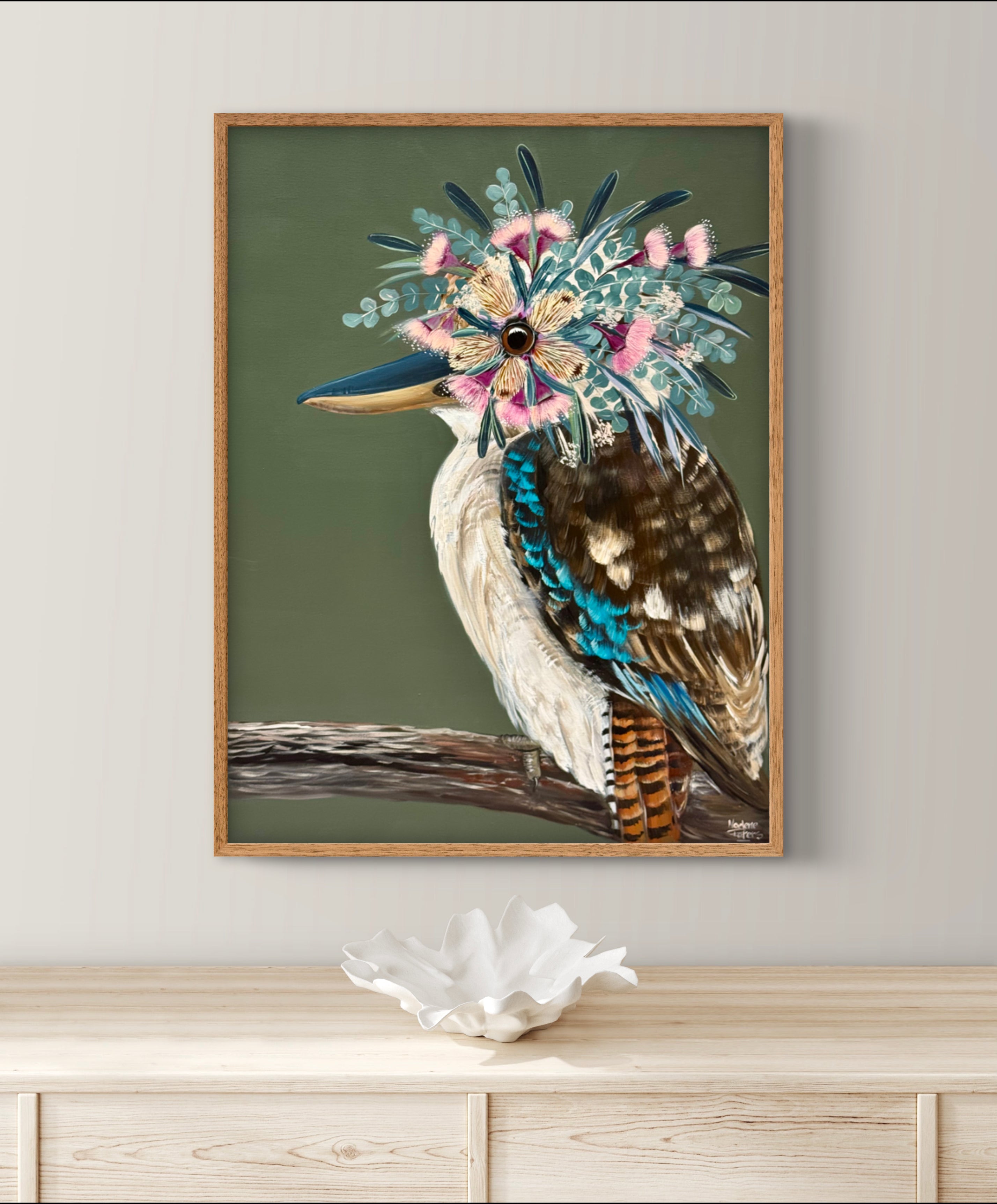 Kookaburra with Floral Crown