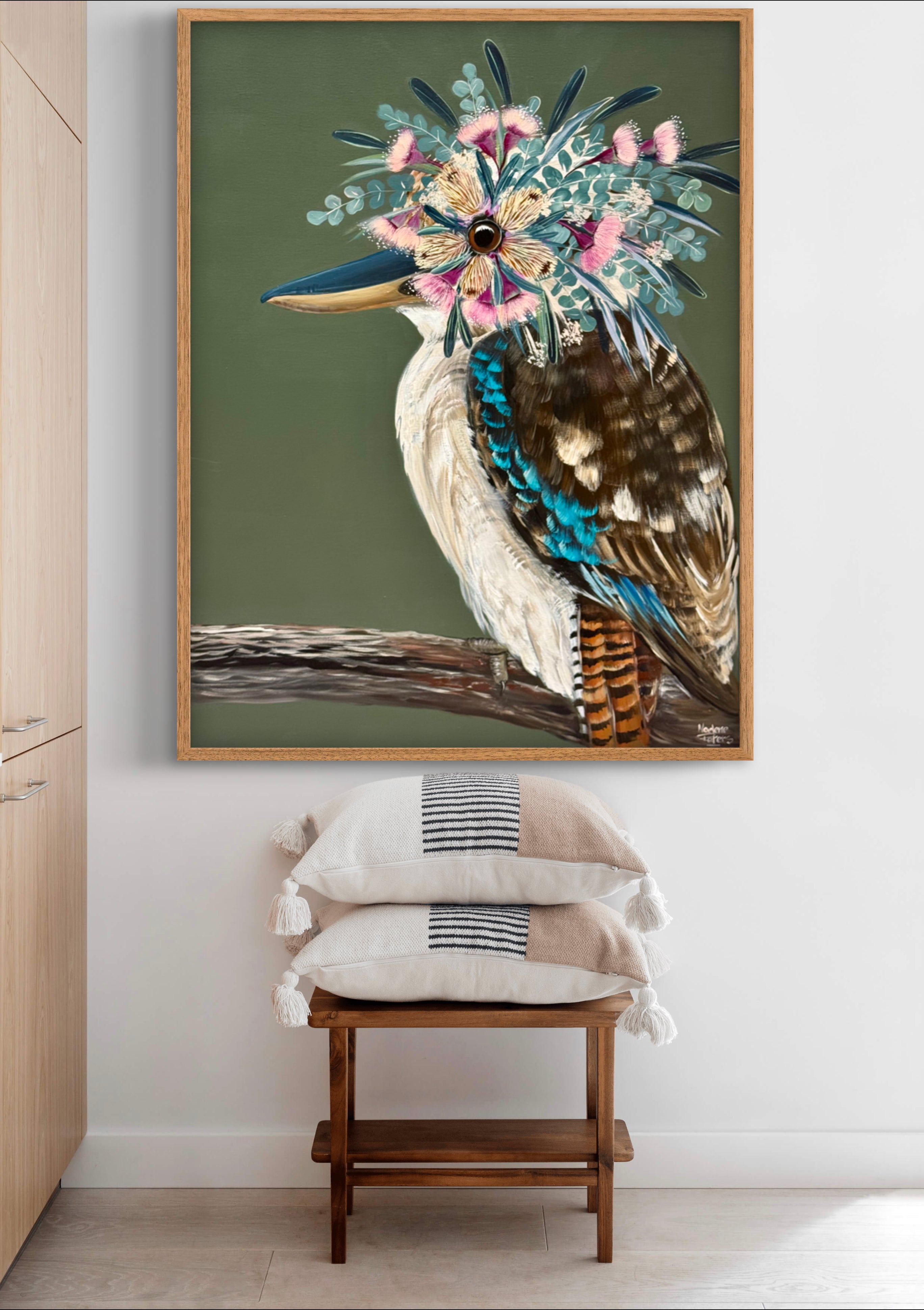 Kookaburra with Floral Crown